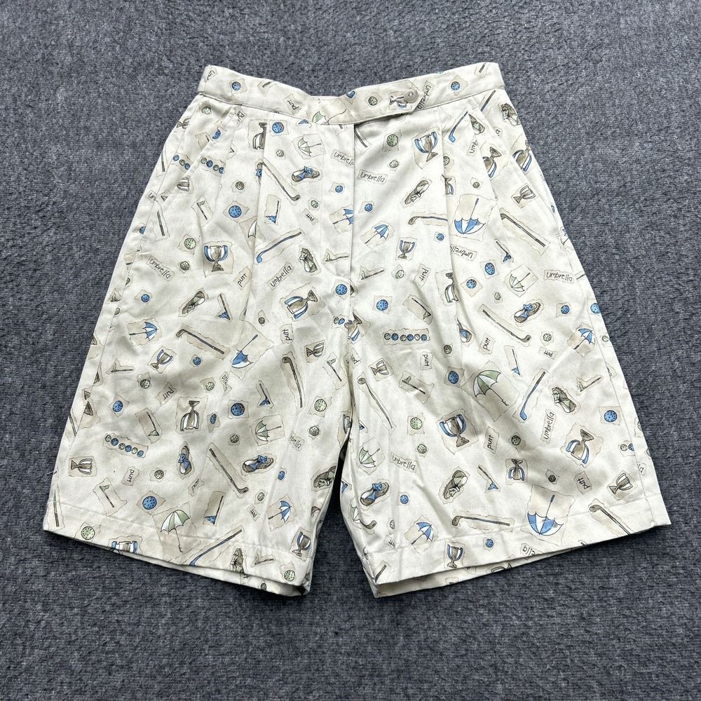 VTG Womens Liz Claiborne Golf Shorts Zip Fly Pockets Pleated Size 8 Cotton Mom